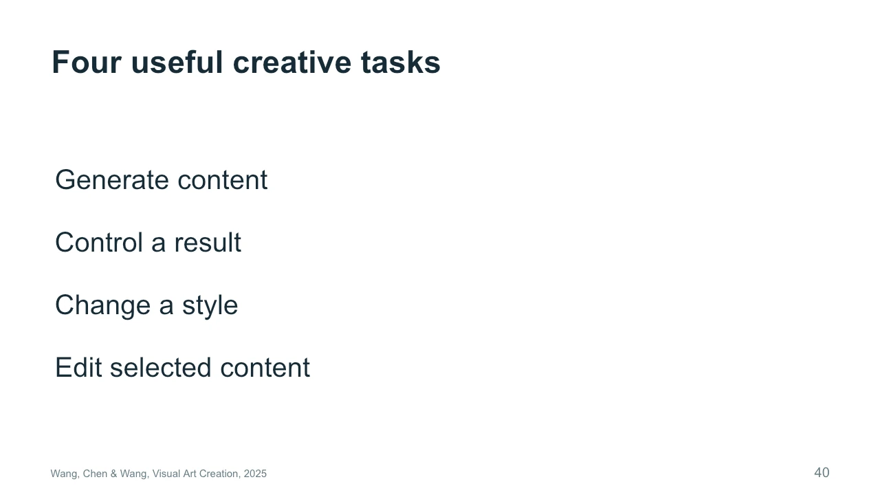 Slide 40: Four useful creative tasks