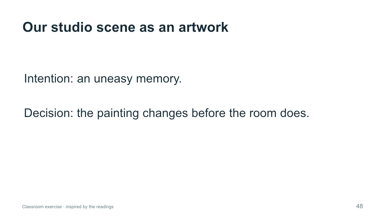 Slide 48: Our studio scene as an artwork