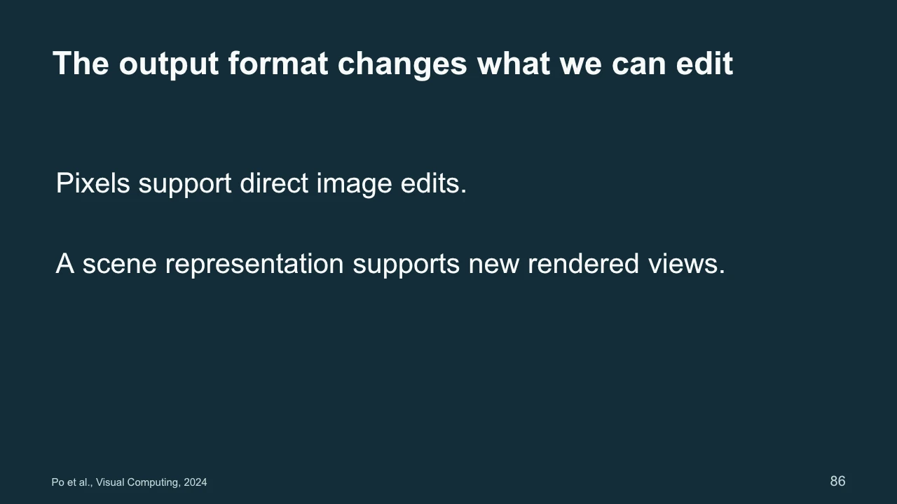 Slide 86: The output format changes what we can edit