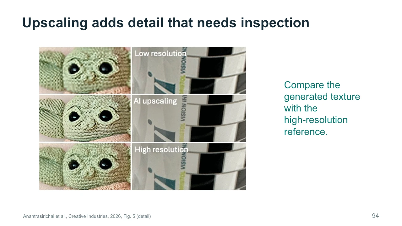 Slide 94: Upscaling adds detail that needs inspection