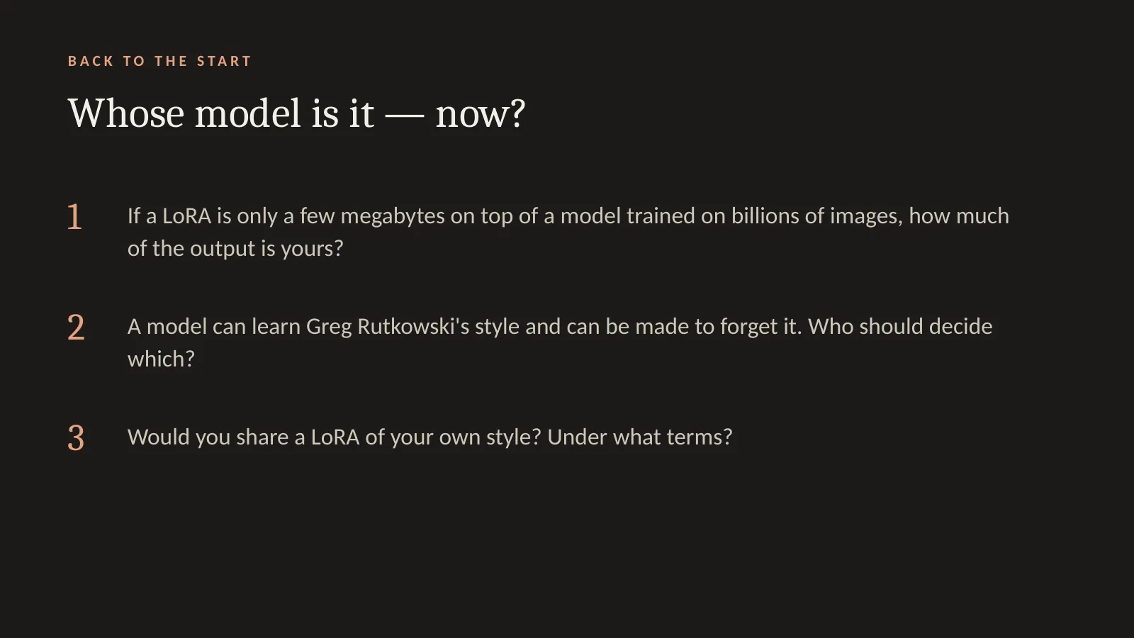 Slide 78: Whose model is it — now?
